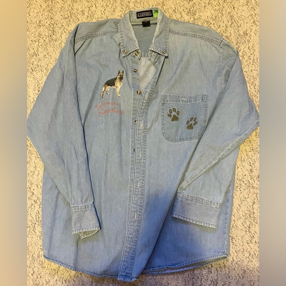 Vintage German Shepherd Jean Button-Up